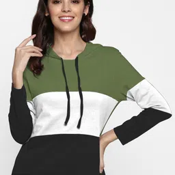 SHARKTRIBE Women Green & White Colourblocked Top-picture-16