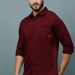 HERE&NOW Men Maroon Slim Fit Cotton Casual Shirt-picture-33