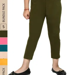IndiWeaves Girls Pack Of 5 Pure Cotton Capris-image-69