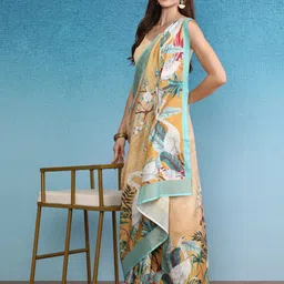 Silk Land Floral Printed Zari Banarasi Saree-image-48