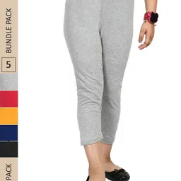 IndiWeaves Girls Pack of 5 High Rise Pure Cotton Capris-image-64