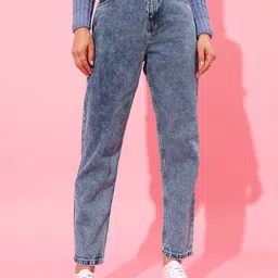 STREET 9 Women Gorgeous Blue High-Rise Mom Fit Cropped Jeans-image-87