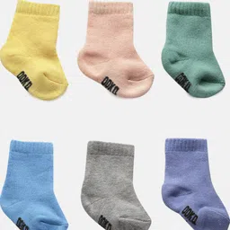 OOKA Kids Pack Of 6 Solid Above Ankle Pure Cotton Socks-picture-15