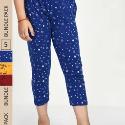 IndiWeaves Girls Pack Of 3 Printed Pure Cotton Capris-picture-19