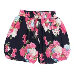 Fashionable Girls Navy Blue Floral Printed Shorts-picture-32