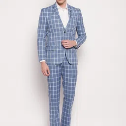 Cantabil Men 2 Pieces Checked Linen Single-Breasted Formal Suit-picture-39