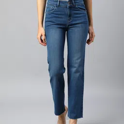 Xpose Women Blue Comfort Wide Leg High-Rise Light Fade Stretchable Jeans-picture-18