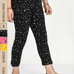 IndiWeaves Girls Pack Of 3 Printed Pure Cotton Capris-picture-14