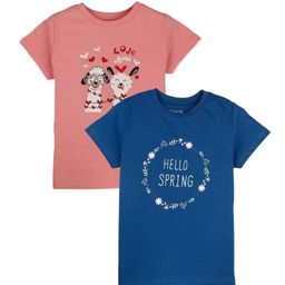 Gini and Jony Girls Pack Of 2 Typography Printed Cotton T-shirt-picture-24