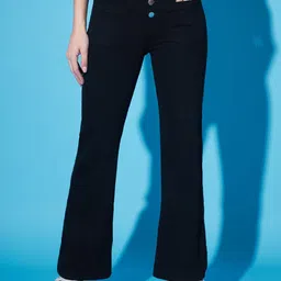 BAESD Women Flared High-Rise Stretchable Cotton Jeans-picture-18