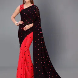 moda rapido ANAND SAREES Polka Dot Printed Half and Half Saree-picture-26