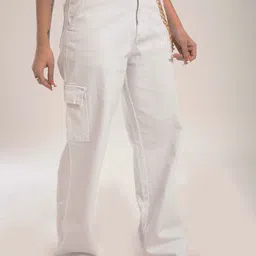 Off Duty India Women White Comfort Wide Leg Jeans-picture-39