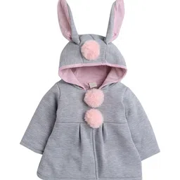 Hopscotch Infants Girls Grey & Pink Solid Trench Coat-picture-6