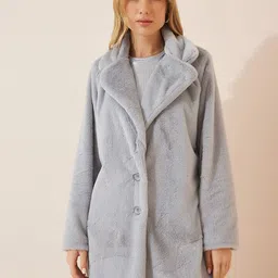 Happiness istanbul Self Design Single Breasted Overcoats-picture-16