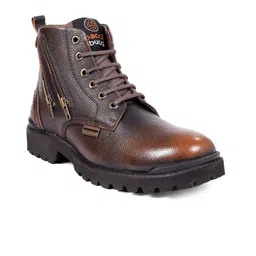 bacca bucci Men Textured Platform-Heeled Leather Hiking Boots-picture-25