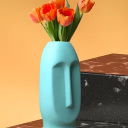 GW CREATIONS Blue Textured Face-Shaped Flower Vase-picture-10