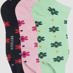N2S NEXT2SKIN Women Pack Of 3 Patterned Cotton Ankle-Length Socks-picture-13