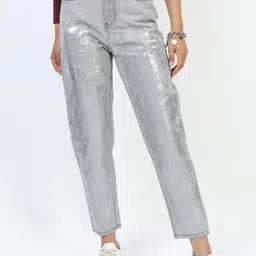 Tokyo Talkies Women Grey Mildly Distressed Heavy Fade Printed Jeans-image-80
