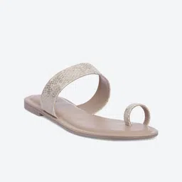 Biba Women Beige Colourblocked One Toe Flats-image-94