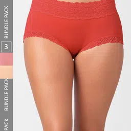 FashionRack Women Pack Of 3 Assorted Self Design Cotton Hipster Briefs-picture-25