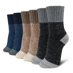 EL REGALO Pack Of 3 Patterned Cotton Breathable Calf Length Socks-image-28