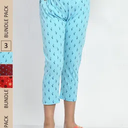 BAESD Girls Pack Of 3 Printed Pure Cotton Capris-image-51