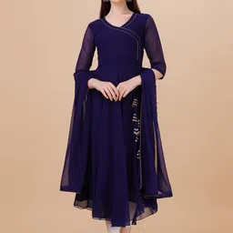 PMD Fashion Gotta Patti Georgette Anarkali Kurta With Dupatta-image-91