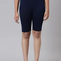 Go Colors Girls Navy Blue Slim Fit Cycling Shorts-image-93