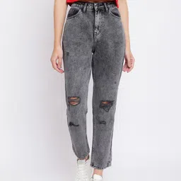 Belliskey Women Grey Boyfriend Fit High-Rise Highly Distressed Heavy Fade Stretchable Jeans-picture-16