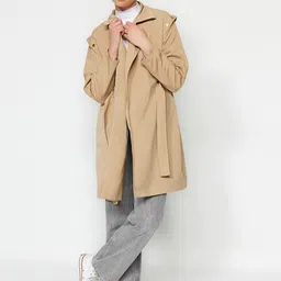Trendyol Single Breasted Longline Front-Open Trench Coat-image-73