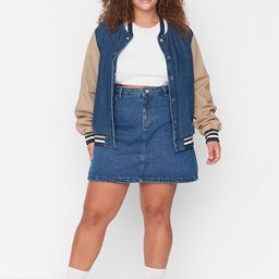 Trendyol Women Plus Size Denim Straight Above Knee Length Skirt-picture-0