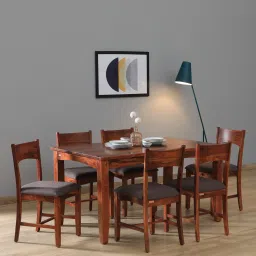 woodsworth from pepperfry Biscay Sheesham Wood 6 Seater Dining Set in Scratch Resistant Honey Oak Finish image 1