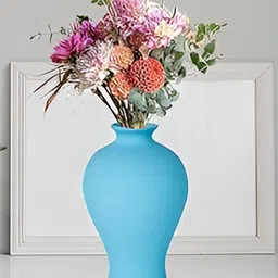 LASAKI Apsara Blue Cylinderical Ceramic Flower Vase-image-31