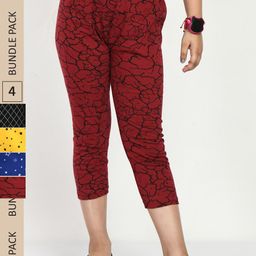 IndiWeaves Girls Pack Of 4 Printed Pure Cotton Capris-picture-22