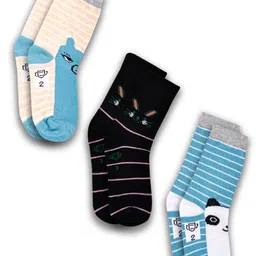 Dollar Socks Kids Pack Of 3 Patterned Assorted Cotton Calf-Length Socks-picture-11
