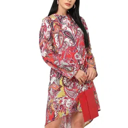Cloth Haus India Paisley Printed Puff Sleeves Pure Cotton High-Low A-Line Dress-picture-33