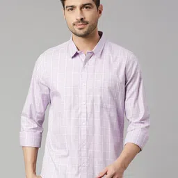Thomas Scott Windowpane Checked Spread Collar Classic Slim Fit Casual Cotton Shirt-picture-21