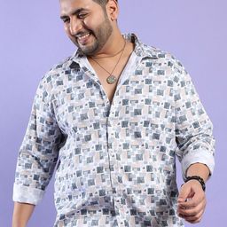 Instafab Plus Classic Geometric Printed Cotton Casual Shirt-picture-40