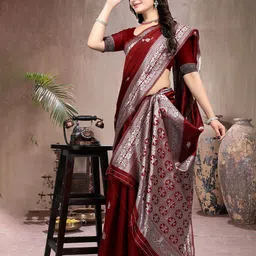 Om Shantam Sarees Ethnic Motifs Woven Design Mysore Silk Saree-picture-32