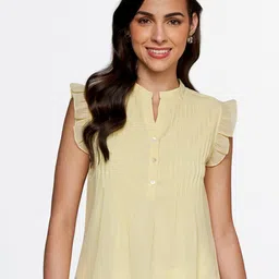 AND Yellow Mandarin Collar Top image 1