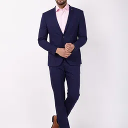 Blackberrys Men Navy Blue & Red Checked Phoenix Skinny Fit Single-Breasted Formal Suit-image-28