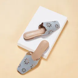 Forever Glam by Pantaloons Floral Laser Cut Detailed Mules Flats-picture-33