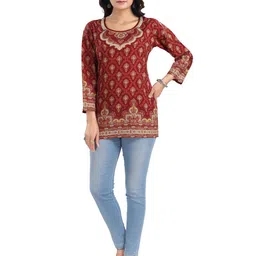 keshubaba Ethnic Motifs Printed Crepe Kurti-picture-29