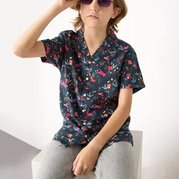 Jack & Jones Junior Boys Floral Printed Spread Collar Short Sleeves Casual Shirt-picture-29
