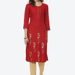Rangriti Women Red Floral Printed Kurta-picture-21