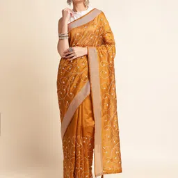 FABMORA Floral Embroidered Zari Saree-image-64