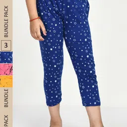 IndiWeaves Girls Pack of 3 Printed High Rise Pure Cotton Capris-picture-32