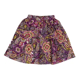 Fashionable Girls Purple & Red Printed A-Line Pure Cotton Skirt-image-34
