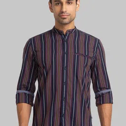 Parx Men Slim Fit Striped Band Collar Cotton Casual Shirt-picture-24
