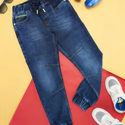 Pantaloons Junior Boys Jogger Fit Clean Look Heavy Fade Stretchable Jeans-image-93